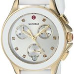 MICHELE Women’s ‘Cape Chrono’ Swiss Quartz Stainless Steel and Silicone Casual Watch, Color:White (Model: MWW27C000012)
