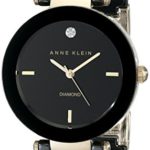 Anne Klein Women’s AK/1018BKBK Black Ceramic Bracelet Watch with Diamond Accent