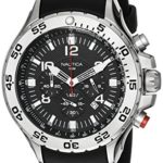 Nautica Men’s N14536 NST Stainless Steel Watch with Black Resin Band
