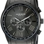Akribos XXIV Men’s AK736BK Round Three-Hand Quartz Bracelet Watch
