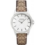 Coach Womens Classic 14501525 Signature Fabric Leather Strap Watch