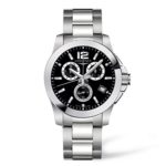 Longines Conquest Chronograph Black Dial Stainless Steel Mens Watch L36604566