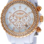K&BROS Women’s 9528-2 Ice-Time Verso Crystal Accented White Watch