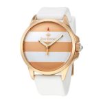Juicy Couture Gold and White Stripe Dial Ladies Watch 1901394