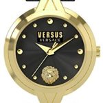 Versus by Versace Women’s ‘V eyelets’ Quartz Stainless Steel and Leather Casual Watch, Color:Black (Model: SCI030016)