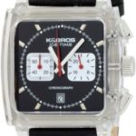 K&BROS Men’s 9515-2 Ice-Time Chronograph Monaco Square Black Leather Watch