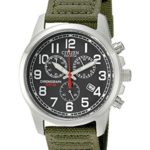 Citizen Men’s AT0200-05E Eco-Drive Stainless Steel Watch with Green Canvas Band