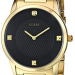 GUESS Men’s U0428G1 Sleek Gold-Tone Watch with Diamond Accented Black Dial