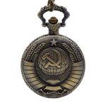 USSR Soviet Sickle Hammer Quartz Pocket Watch Necklace Chain Men’s Pendant Bronze