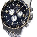 Xezo Men’s Air Commando Swiss-Quartz Luxury Sports Chronograph Watch D45-BU, 2nd Time Zone, 200 Meters WR. Gold Accents