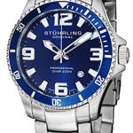 Stuhrling Original Men’s 395.33U16 Aquadiver Regatta Analog Swiss Quartz Stainless Steel Link Bracelet Watch
