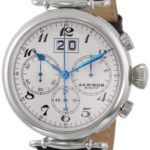 Akribos XXIV Men’s AK628SS Retro Chronograph Stainless Steel White Dial Brown Leather Strap Watch