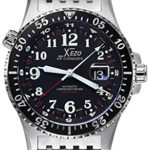 Xezo Air Commando D45-R, 300 Meters Water-Resistant Divers and Pilot Swiss Made Automatic Watch with 3 Time Zones