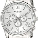 Akribos XXIV Men’s AK736SS Ultimate Swiss Quartz Multi-Function Silver-Tone Stainless Steel Bracelet Watch