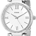 GUESS Women’s U0638L1 Sophisticated Silver-Tone Watch with Adjustable Bracelet and Genuine Crystals