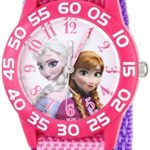 Disney Kids’ W001790 Frozen Elsa and Anna Watch, Pink Nylon Band