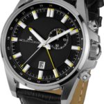 Jacques Lemans Men’s 1-1653A Liverpool GMT Sport Analog Black Leather Strap Watch