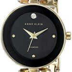 Anne Klein Women’s AK/1980BKGB Diamond-Accented Dial Black and Gold-Tone Bangle Watch