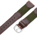 Hadley-Roma Men’s MSM866RAB200 20-mm Brown and Olive ‘Swiss-Army’ Style Nylon and Leather Watch Strap