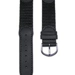 20mm TIMEWHEEL® Swiss Army Style Black Leather & Nylon Watch Band Strap Fits Victorinox & Wenger