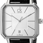 Calvin Klein Men’s K1U21120 Concept Stainless Steel Watch with Black Leather Band