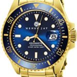 Henry Jay Mens 23K Gold Plated Stainless Steel “Specialty Aquamaster” Professional Dive Watch