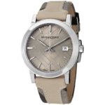 Burberry BU9021 Women’s Large Check Tan Leather and Canvas Strap Cream Dial Watch