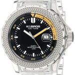 K&BROS Men’s 9408-3 Ice-Time Bent Black and Yellow Watch