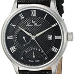 Lucien Piccard  Men’s ‘Volos’ Quartz Stainless Steel and Black Leather Casual Watch (Model: LP-10339-01)