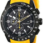 Nautica Men’s N18599G NST 101 Stainless Steel Watch with Yellow Resin Band