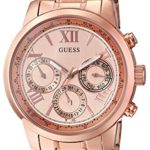 GUESS Women’s U0330L2 Sporty Rose Gold-Tone Stainless Steel Watch with Multi-function Dial and Pilot Buckle