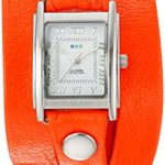 La Mer Collections Women’s ‘La Mer Collections Women’s Neon Orange Silver Triple Wrap Watch’ Quartz Orange Leather Casual Watch (Model: LMSTWGMA14014)