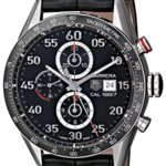 TAG Heuer Men’s CAR2A10.FC6235 Carrera Stainless Steel Automatic Watch with Black Leather Band