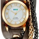 La Mer Collections Women’s ‘Double Motor Chain’ Quartz Gold-Tone and Leather Watch, Multi Color (Model: LMACETATECH002)