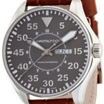 Hamilton Men’s H64715885 Khaki Pilot Automatic Stainless Steel Watch with Brown Croco-Embossed Watch