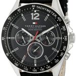 Tommy Hilfiger Men’s 1791117 Sophisticated Sport Watch With Black Leather Band