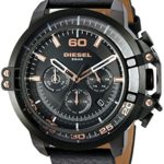 Diesel Men’s DZ4409 Deadeye Black Ip  Black Leather Watch