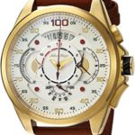 Adee Kaye Men’s ‘WHIRLLING COLLECTION’ Quartz Stainless Steel and Leather Sport Watch, Color:Brown (Model: AKA8900-MG/LBN)