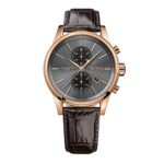 Hugo Boss Jet Black / Rose Gold / Brown Leather Analog Quartz Chronograph Men’s Watch 1513281