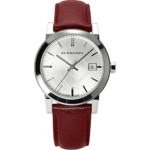 Burberry White Silver Dial Red Leather Ladies Watch BU9129