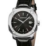 Wenger 01.1141.110 Men’s Edge Index Stainless Steel Case Black Leather Strap Band Black Dial Silver Watch