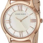 Anne Klein Women’s AK/1010RGLP Rose Gold-Tone Watch with Swarovski Crystals and Leather Band
