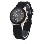 Geneva Unisex Silicone Jelly Gel Quartz Analog Sports Wrist Watch Black