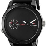 Tommy Hilfiger Men’s ‘Denim’ Quartz Plastic and Rubber Casual Watch, Color:Black (Model: 1791326)