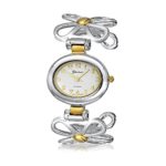 Bling Jewelry Geneva Two Tone Daisy Flower Gold Plated Fashion Cuff Watch