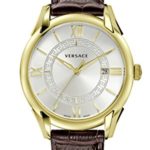 Versace Men’s ‘APOLLO’ Swiss Quartz Stainless Steel and Leather Casual Watch, Color:Brown (Model: V10030015)