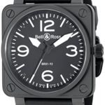 Bell & Ross Men’s BR01-92CARBON Aviation Black Rubber Strap Watch