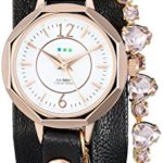 La Mer Collections Women’s Quartz Metal and Leather Casual Watch, Color:Black (Model: LMDELMAR2016062)