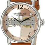 Stuhrling Original Men’s 976.02 Bridge Mechanical Hand Wind Brown Leather Strap Watch