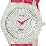 Akribos XXIV Women’s AKR464PU “Brillianaire” Diamond-Accented Stainless Steel Watch with Pink Leather Band